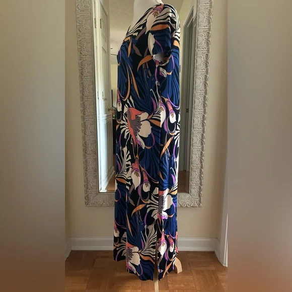 Chico's Floral Maxi Dress - Blue, Pink, White - Picture 3 of 5
